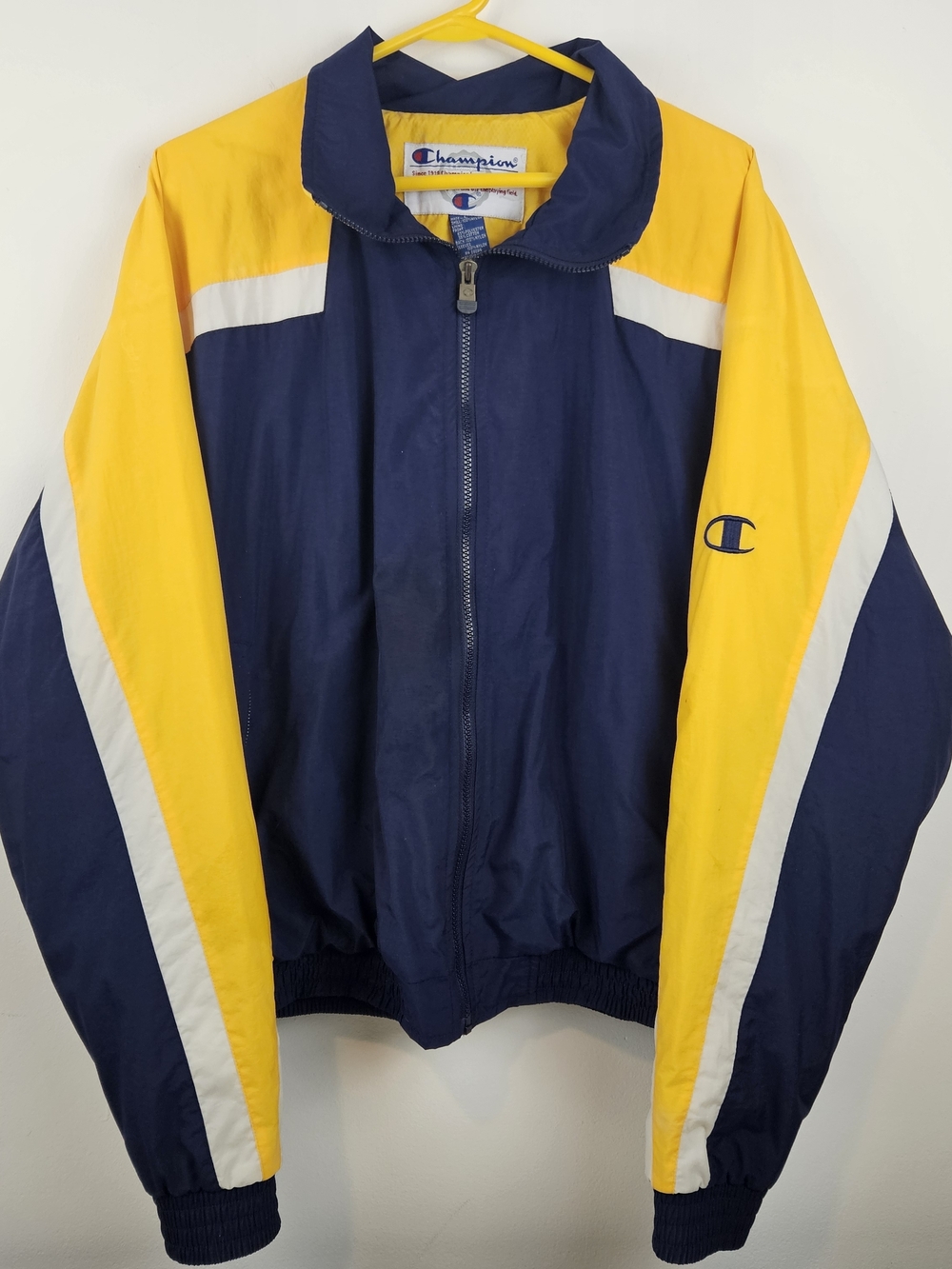Vintage Champion Windbreaker Navy Yellow Size Men's Large